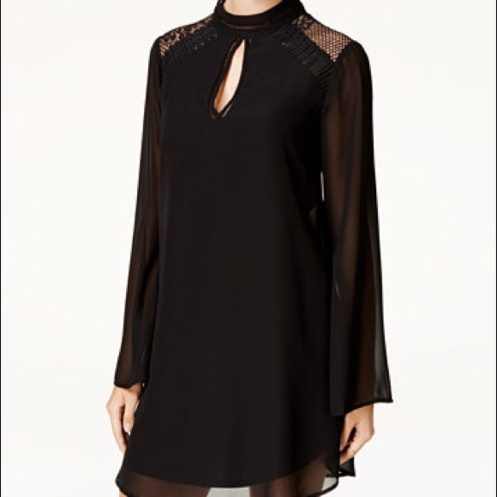 City Studios Juniors' Crochet-Trim Shift Dress